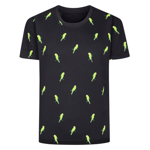 Bigdude Parrot AOP T-Shirt Black Tall
